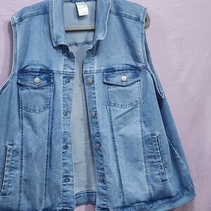 Blair Light Blue Denim Vest with Snap Buttons